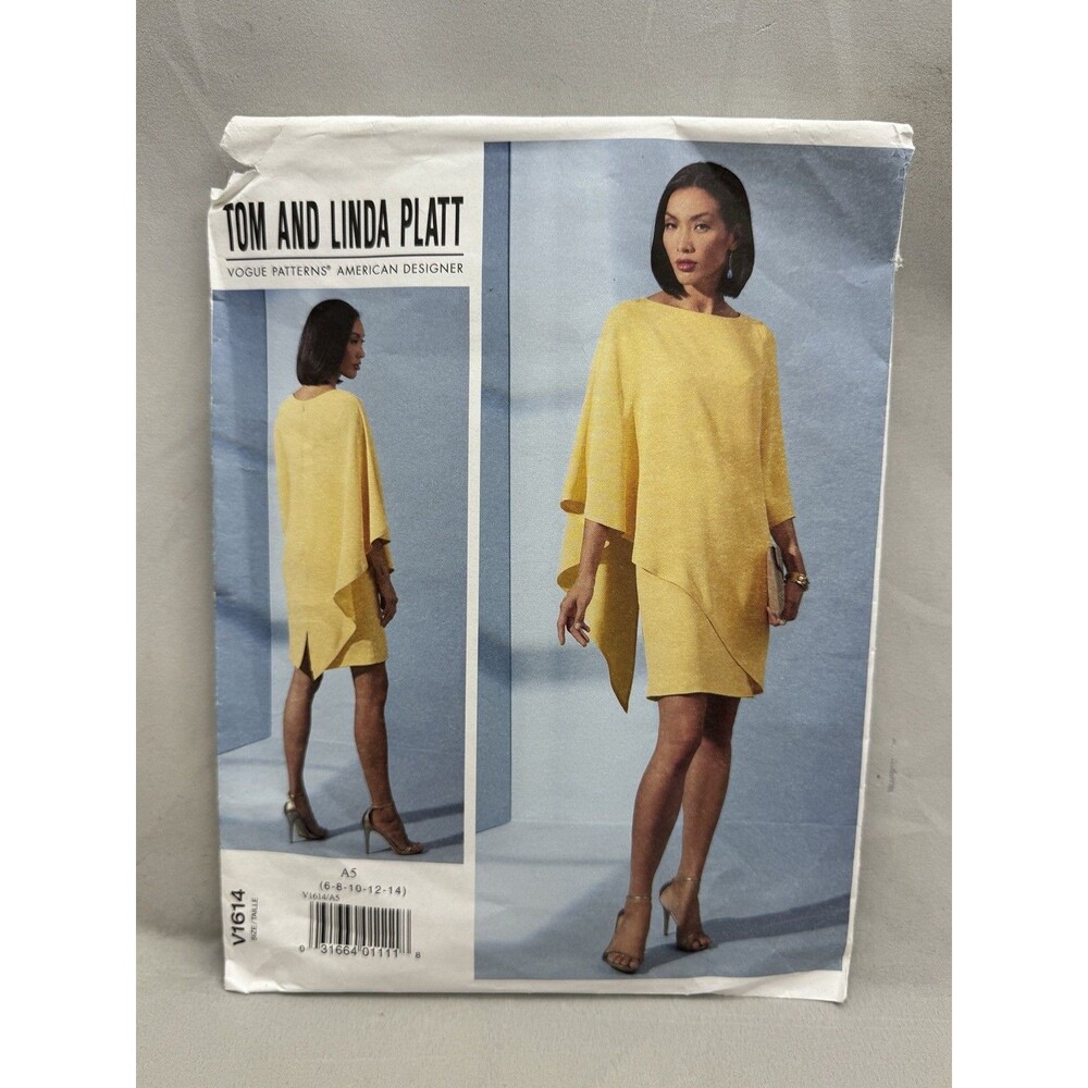 Vogue V 1614 Tom Linda Platt Designer Sewing Pattern Asymmetrical Dress sz 6-14